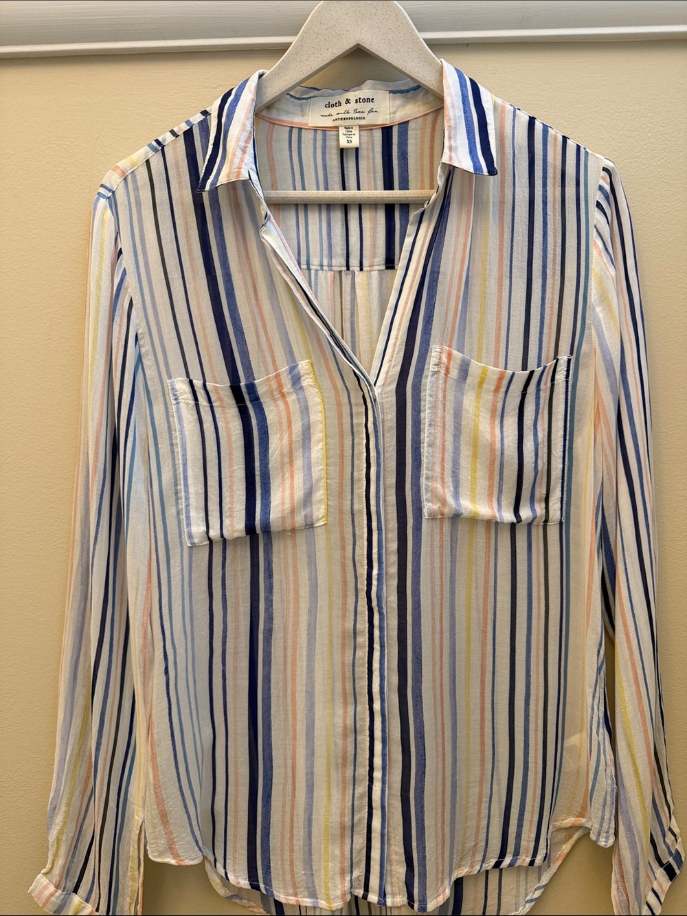 cloth & stone Anthropologie Multi-Color Vertical Stripe Button-Front Shirt